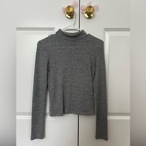 gray long sleeve, ribbed, turtle neck. Forever 21.